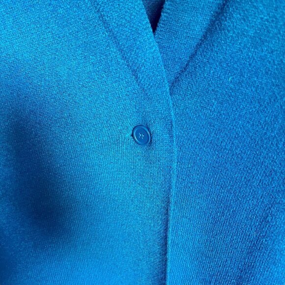 Liz Claiborne Cardigan Sweater Teal Long Lined One Button Closure Pockets XL - Picture 3 of 11